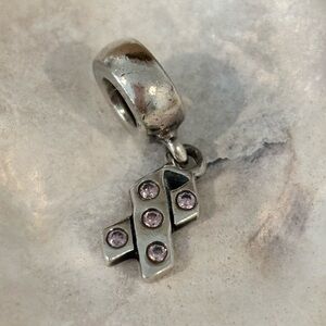 PANDORA Breast Cancer Awareness Pink ribbon dangle bead sterling silver charm